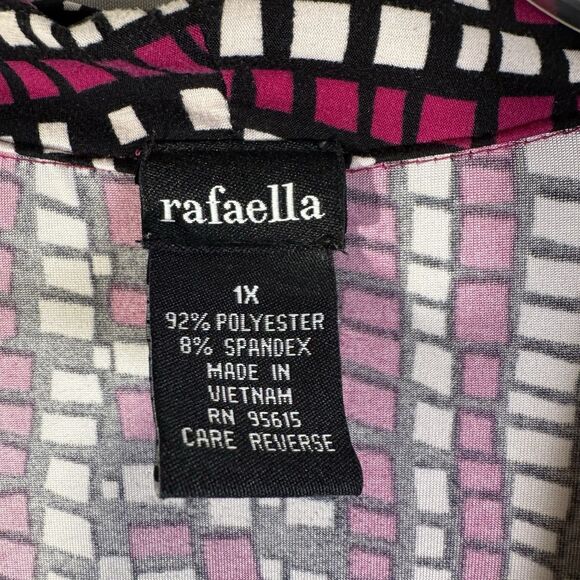 Rafaella Plus 1X Women’s Top VNeck Multicolor Geometric Print Work Casual Blouse - Picture 6 of 6